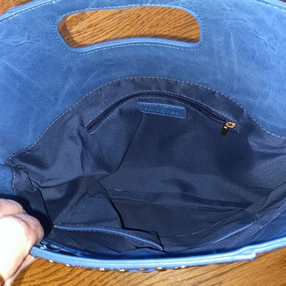 NWOT AH-DORNED FAUX LEATHER PURSE SIZE APPROX 14x13x2” - Picture 5 of 6